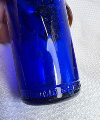 Vtg Lot Of 4 Cobalt Blue & Brown Drug Store Pharmaceutical Bottles Bromo Seltzer