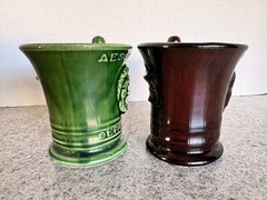 VTG – Pair Apothecary Ceramic Mortar & Pestle Mugs – AESCULPIUS & HYGEIA – McCoy