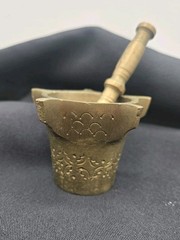 Vintage Solid Brass Mortar And Pestle, 2 X 2.75 And 3.75Inches