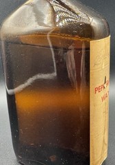 Vtg Amber Glass Apothecary Medicine Bottle Peppermint Water with Label