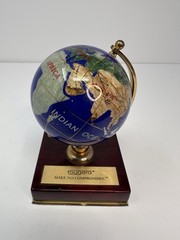 Fougera Pharmaceutical Lapis Lazuli Brass Desk Accent World Globe