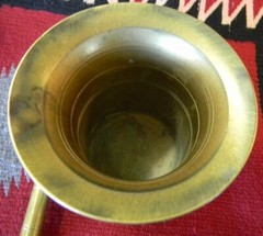 ANTIQUE LARGE SOLID BRASS 4″ TALL MORTAR & PESTLE PHARMACIST CHEMIST APOTHECARY