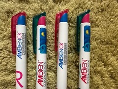 Lot of 4 Ambien Drug Rep Pharmaceutical Promo Advertising Pens Wide Body