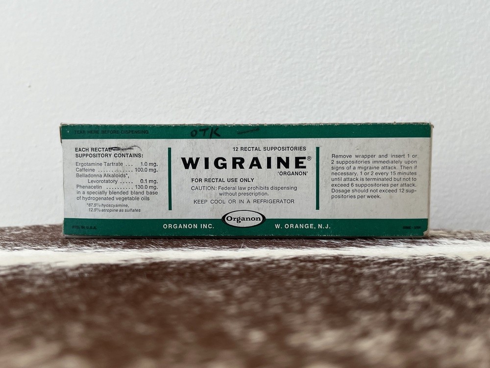 Vintage Organon Inc. Wigraine Suppositories – Ergotamine Ergot Gynergen