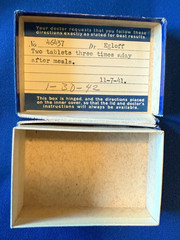 RX PRESCRIPTION CARDBOARD BOX, 1941. „The Prescription Shop“ Mason City, Iowa.