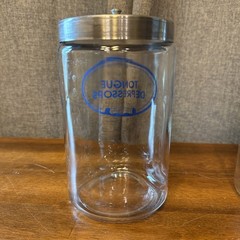 3 GRAFCO Glass Sundry Jars Medical Apothecary Doctor Bandage Cotton Tongue BLUE