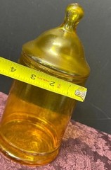 Apothecary jar Yellow Glass 6.5″ Candy Container EUC