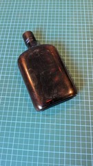 Vintage Brown Glass Whiskey Bottle Apothecary Antique Flask Rustic Decor