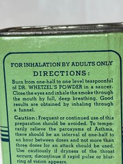 Vtg Dr. Whetzel’s Powder Asthma 8 oz Cardboard & Metal Container