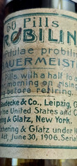 Antique Medical Quack Dr. Bauermeister PROBILIN 60 Pills Amber Bottle Empty