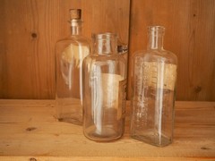 Trio of Vintage / Antique English Apothecary Chemist Bottles (Sold Individually)