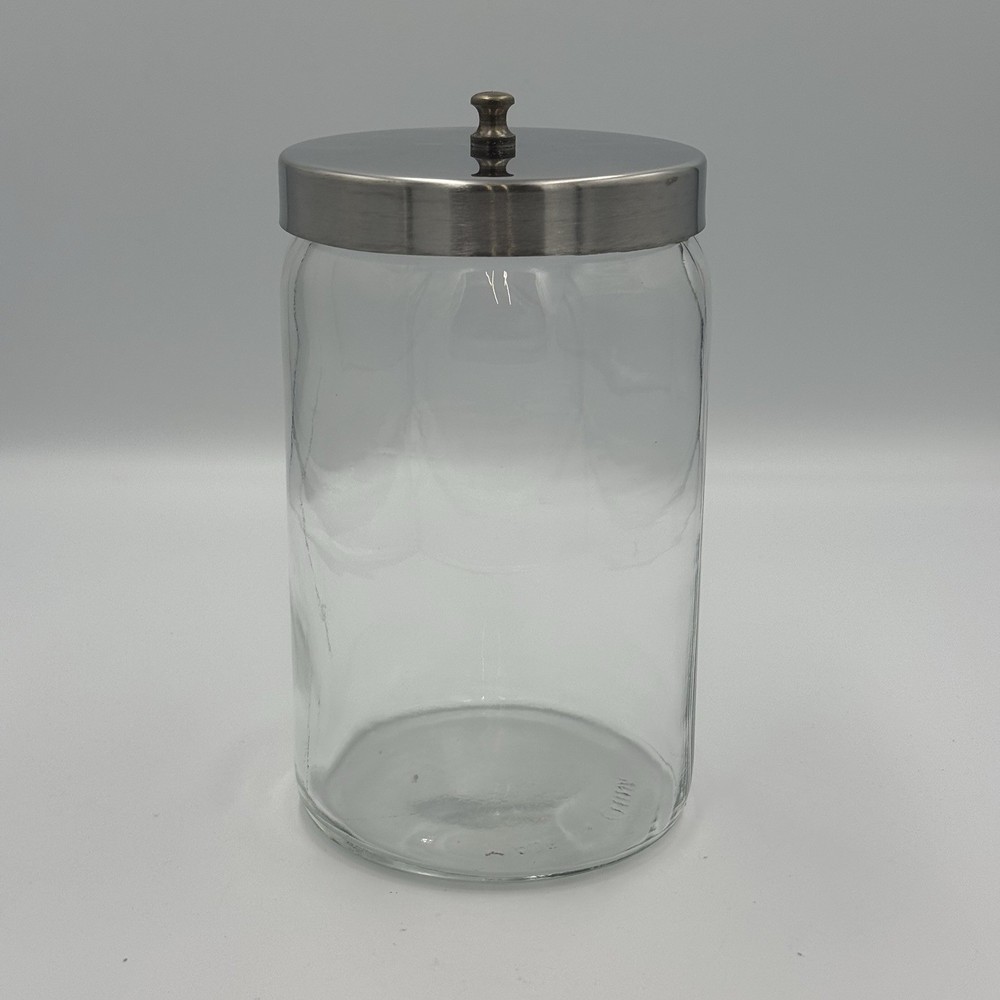 Apothecary Medical Glass Jar Canister with Stainless Steel Lid 7×4″