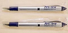 Pharmaceutical Heavy Metal Arixtra Pen Brushed Silver with Blue Comfort Grip NEW