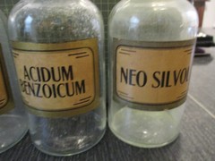 7 Antique Apothecary Jar Drug Store Medicine Chemistry Stopper Bottles Label TCW