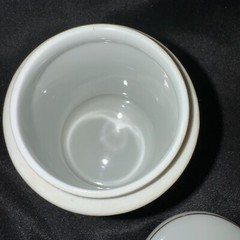 Porcelain Apothecary Jar Pulvis Gold Trim DOM Vintage Cotton