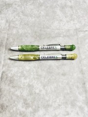 CELEBREX PHARMACEUTICAL REP PEN MARBLED BARREL YELLOW GREEN CHROME CLIP LOT OF 2