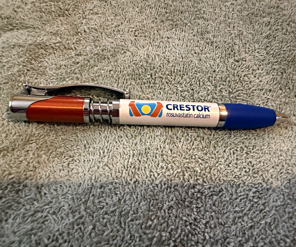 Crestor Rosuvastatin Calcium Metal Pharmaceutical Drug Rep Ballpoint Pen Works