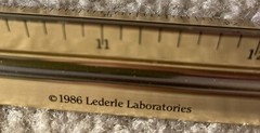 Vintage 1986 Pipracil 12” Metal 3 Sided Ruler Drug Rep. Advertising Medical