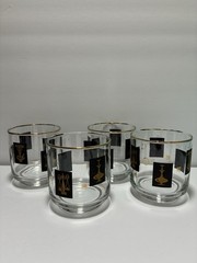MCM Medical Pharmacy Libbey Glasses Black & 22 KT Gold 7 Tall 7 Medium 4 Short