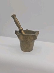 Vintage Solid Brass Mortar And Pestle, 2 X 2.75 And 3.75Inches