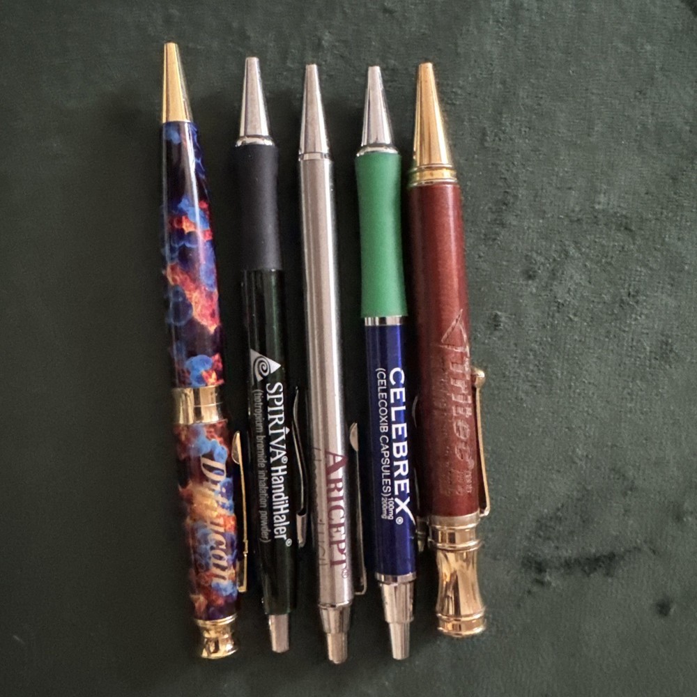 B20 Vintage pharmaceutical drug rep pens lot of 5 METAL
