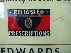 Vtg advertising GLASS sign Prescriptions Compounded Abbott Laboratories 18 x 12