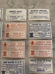 Lot 24 Antique Medicine Bottle Labels Opium, Poison – L. Kron Ph. G. Phila.