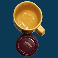 Aricept Drug Rep Pharmaceutical Collectible YELLOW Cup / Mug w/ Matching Coaster