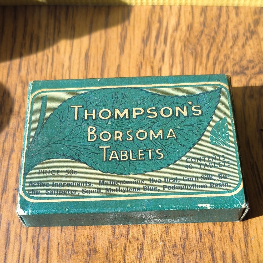 Thompson’s Borsoma Tablets Vintage Box 40 Tablets Collectible Pharmaceutical
