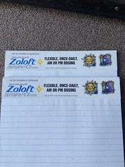 Zoloft 2 Full Size Note Pad Pharmaceutical Drug Rep Collectible Promo Unique 🌞