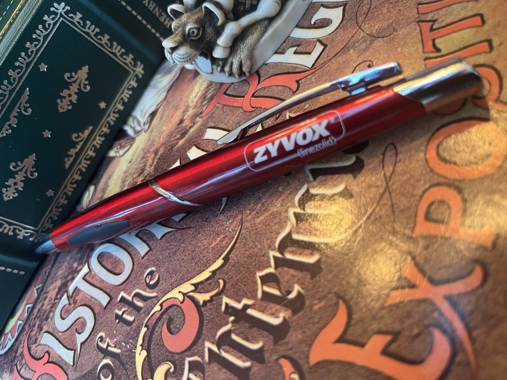Very Rare Premium Red Metal Zyvox Pharmaceutical Drug Rep Pen. Writes