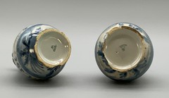 Rare Pair 17thC Italian Savona Majolica Albarello Drug Pharmacy Jar Bottles