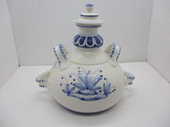 Amazing Pharmacy Apothecary Jar „Aq Mele“ Blue and White Hand Painted Deer