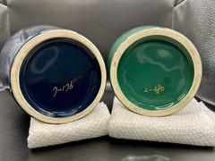 Vintage Apothecary Canister Jars Homeopathic gold trim 9″ ceramic
