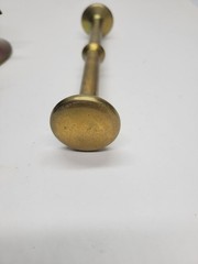 Vintage Solid Brass Mortar and Pestle Set With Square Handles Iridescent Patina