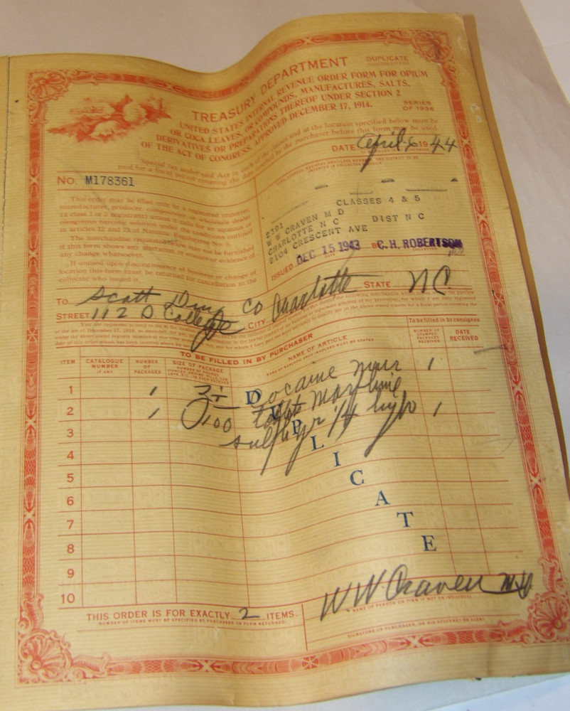 VINTAGE 1936 IRS ORDER FORMS FOR OPIUM, COCA LEAVES! USED! 10 PAGE BOOKLET!