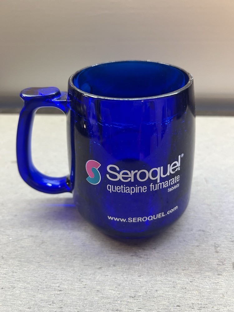 Seroquel Pharmaceutical Drug Rep Blue Coffee Mug Advertising Quetiapine Fumarate