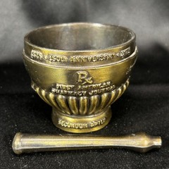 Vtg AMERICAN JOURNAL OF PHARMACY 150th Anniversary Brass Mortar & Pestle