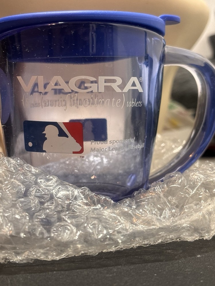 Vintage Drug Rep Advertisement Travel Acrylic Mug Viagra New W/out Box