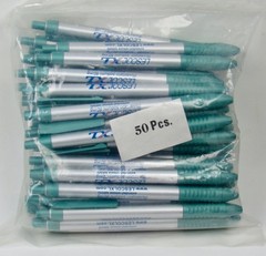 Lot of 50 Silver & Green Lescol XL Drug Rep Pharmaceutical Promo Pens Sealed Bag