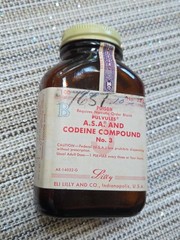 100 Tablet Vintage A.S.A CODIENE Empty Bottle Dispensing 1960s Narcotic Lilly