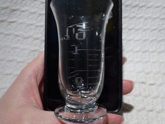 Antique Engraved Glass Medical / Scientific Measuring Jug Flask