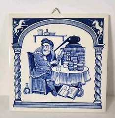 Vintage Delft Schoonhoven 1984 Pharmacist’s 6″x6″ Blue/white Tile-B-809