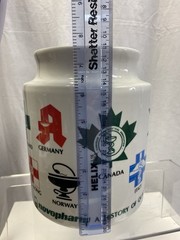 NOVOPHARM PORCELAIN PHARMACY CANISTER APOTHECARY JAR No Lid⚕️ WORLD RX LOGOS B5