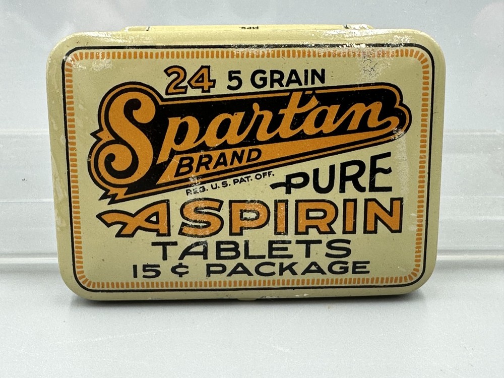 Vintage SPARTAN ASPIRIN Medical Drug TIN Advertising Petersburg VA
