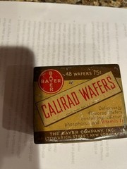 Vintage Bayer Calirad Wafers Medical Medicine Tin