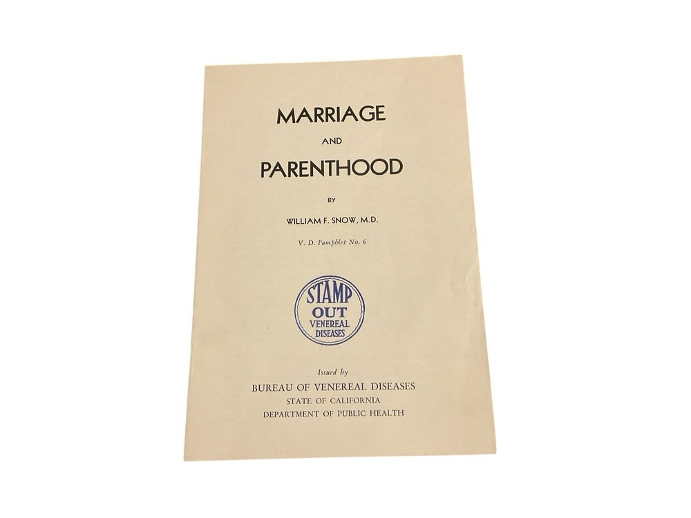 1938 Marriage & Parenthood William Snow Stamp Out Venereal Diseases VD 6 CA F1