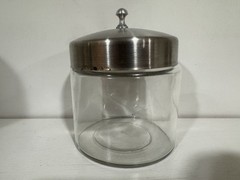 VTG Glass Profex Medical Jar 5”x4” Clear w/Lid Doctor Dentist Memorabilia