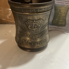 Vintage Mortar And Pestle Set Metal Society of Apothecaries 4” Heavy