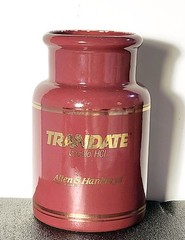Vintage Pharmaceutical Advertisement Container „TRANDATE“ – Glaxo- Burgundy Gold